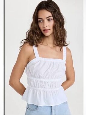 Madewell Poplin Sophia Peplum Tank Size Small